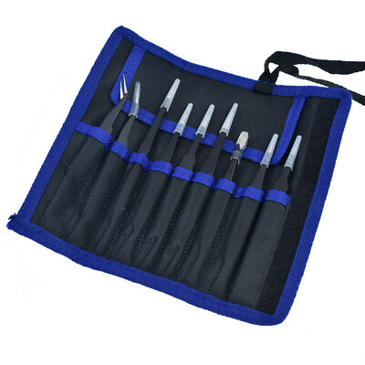 9pcs Precision ESD Tweezers Tool Kit Set Stainless Steel Safe Anti-Static Tool