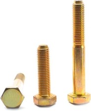 1/4"-20 x 2 1/4" Hex Cap Screws Grade 8, UNC, Zinc-Yellow Bake USA, PT, 25 Pack