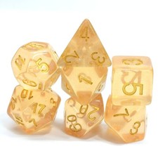 New 7 Piece Polyhedral Orange Iridescent Dice Set With Dice Bag D D RPG