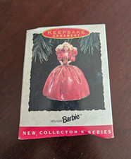 Vintage Hallmark Keepsake Christmas Ornament Holiday Barbie 1993 Red Gown 