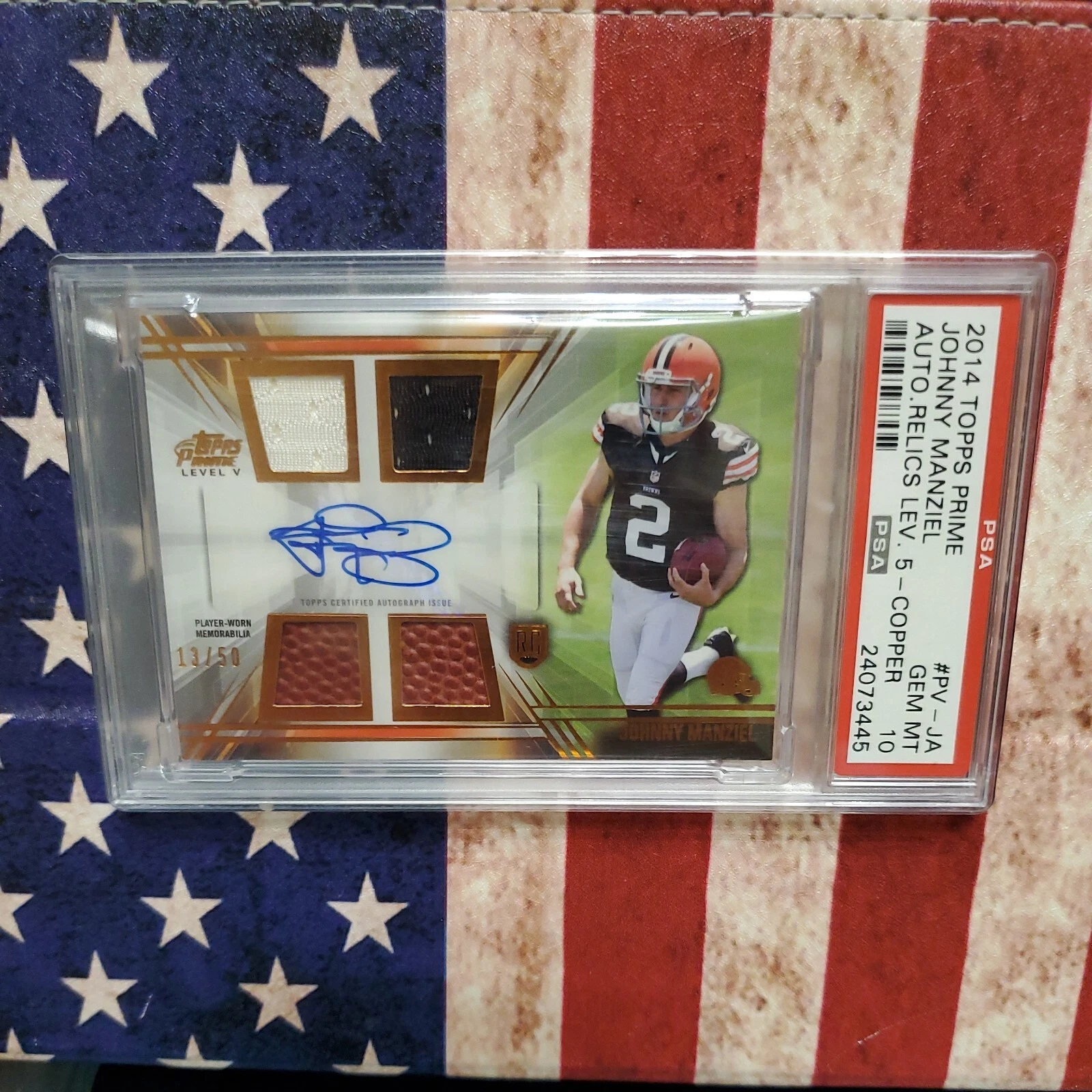 Johnny Manziel Topps Prime Autographed Relics Level 5 #PVJA Copper