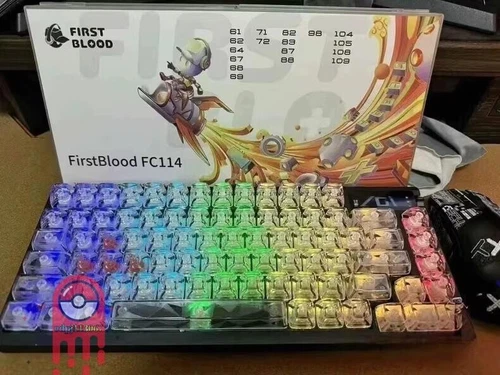 Firstblood fully transparent side engraved character keyboard cap 114PCS