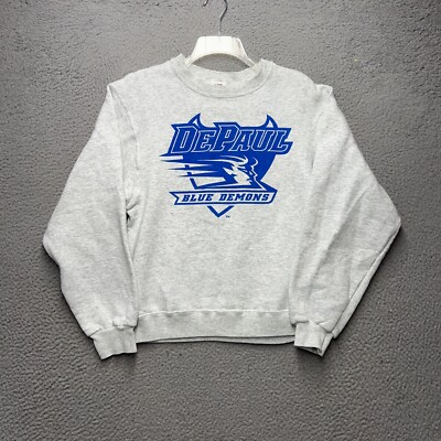 Depaul Blue Demons Sweatshirt Women Small Gray Fruit of the Loom Crewneck  Fleece