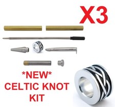 WOODTURNING PEN KITS - CELTIC KNOT x 3   * EXCLUSIVE *  CHROME IRISH