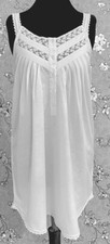 SoieRose 100 White Cotton Sleeveless Nightgown with Straps - SR-1097