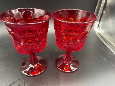 2 Noritake Perspective Ruby Red Wine Glasses 4 7/8'' EUC