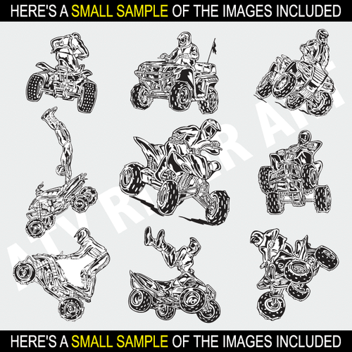 ATV RIDER CLIPART -VECTOR CLIP ART-VINYL CUTTER PLOTTER IMAGES & EPS GRAPHICS CD - Picture 2 of 6