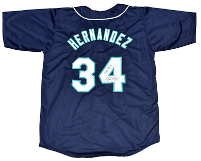 FELIX HERNANDEZ AUTOGRAPHED SEATTLE MARINERS #34 NAVY JERSEY W