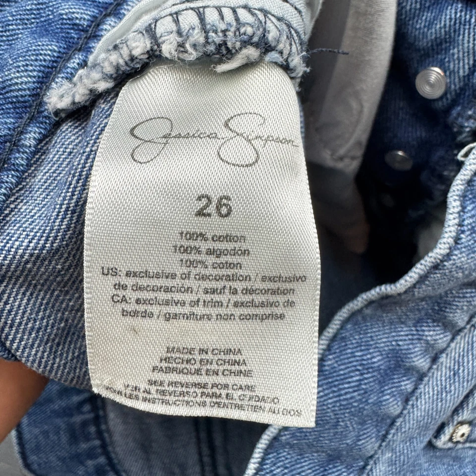 Pantalones Cortos Jessica Simpson Denim Relajados Para Mujer’s 26 Distressed Corte Botón Mosca Foto 4 de 4