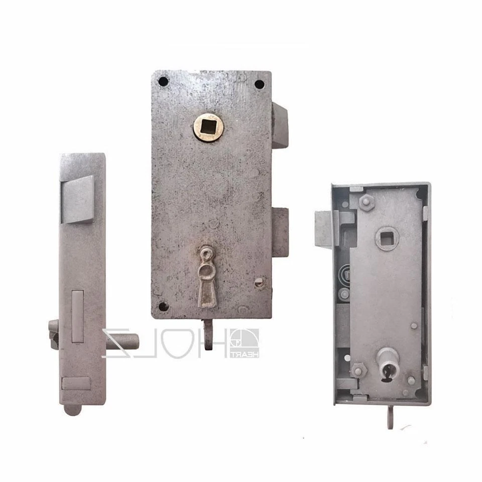 Verrou De Boîte Antique Élevé Serrure De Porte Droite Ancienne Acier 40/9/92mm - Photo 1/1