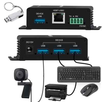 100m 4 Port USB 3.0 Rj45 CAT6A Cable Extender for Webcam Keyboard Mouse U Disk