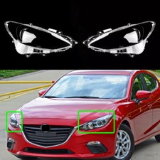 Pair Headlamp Headlight Clear Lens Cover +Sealant Glue For Mazda 3 2014-2016