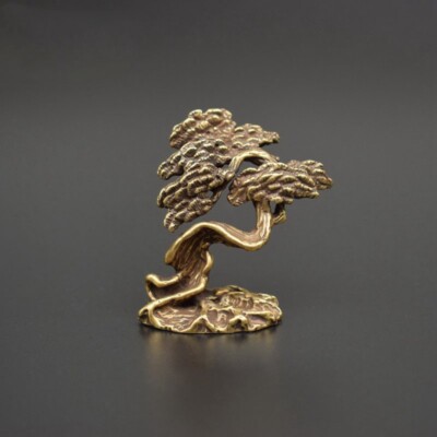 50g Brass Bronze Tree Statue Miniature Figurine Tea Pet Ornament Toy Collection