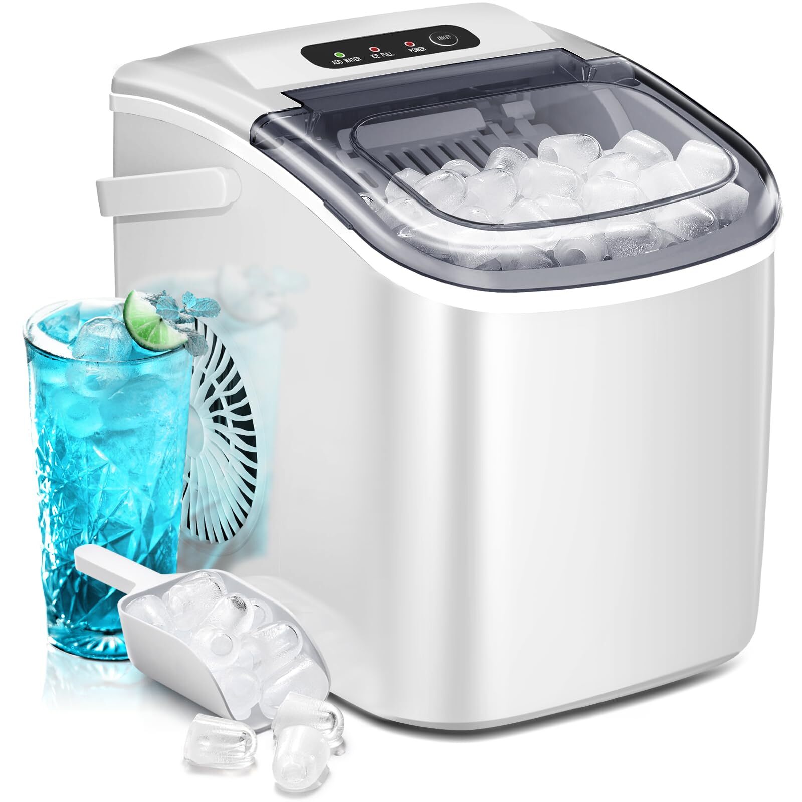 AGLUCKY Ice Makers Countertop,Portable Ice Maker Machine with Handel,Self-Cle...-image