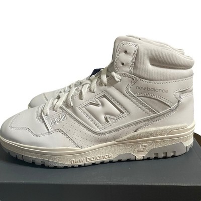 New Balance 650 High Mens Sneaker Shoes Triple White BB650RWW NEW Size 9… New Balance Mens White 650 BB650RWW Leather Mid Top Lace Up  main image 3