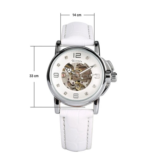 Women Automatic Watch Mechanical Watches Skeleton Self Winding Wristwatch Winner - Picture 2 of 10