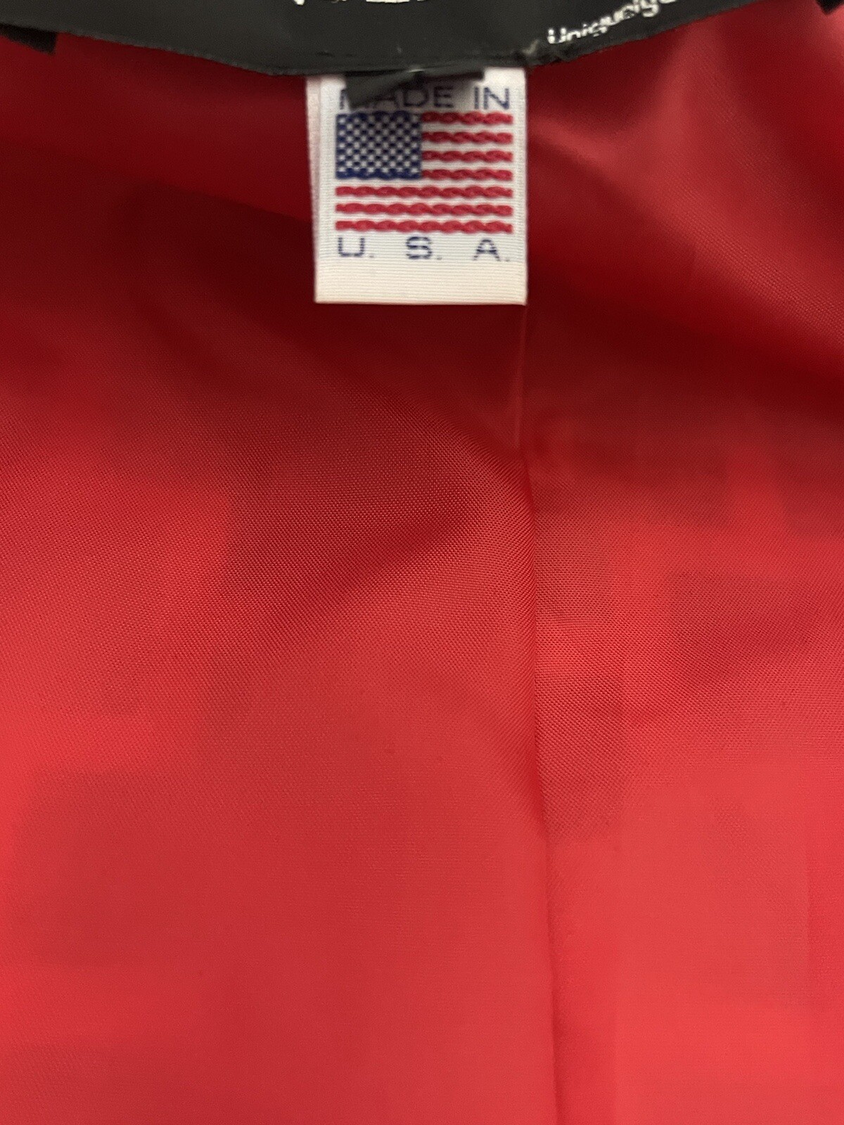 Giacca anteriore aperta pony dipinta donna nero bianco con fodera rossa taglia small