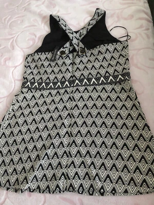 robe tunique vintage neuve tissu épais noir blanc Taille 44 - Photo 1/4