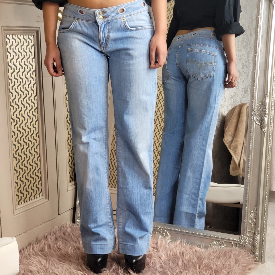 Versace Jeans Couture Blue Denim Jeans Trousers Pants Vintage IT31 UK 12 L - Image 2 of 4