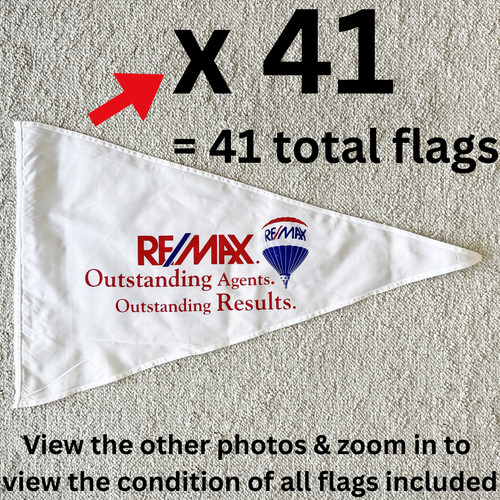👉 Lot of 41 RE/MAX Real Estate Pennant Flags for PVC Poles + NEW Lapel Pin