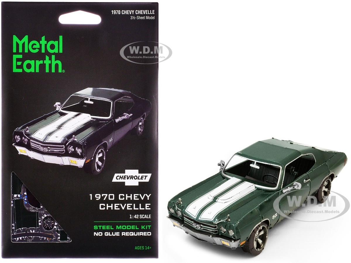 1970 CHEVROLET CHEVELLE SS GREEN STEEL MODEL KIT BY METAL EARTH