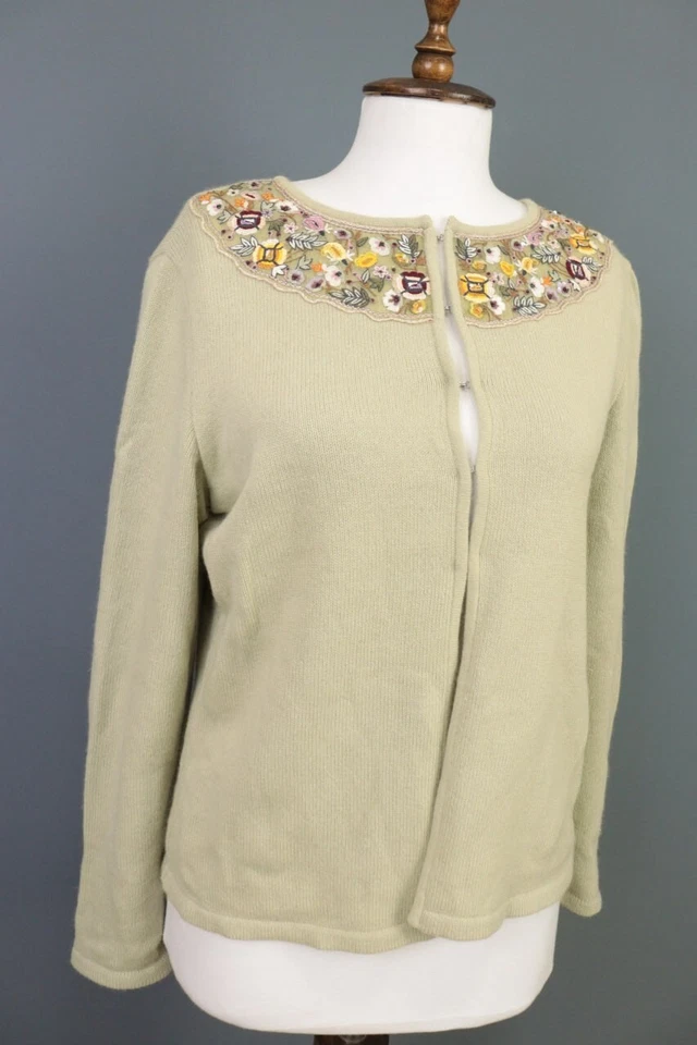 Cárdigan Suéter Tejido Angora Lana Floral Beige ETRO MILANO Talla 48 Foto 2 de 4