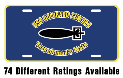 USS COLORADO SSN 788 Rating License Plate U S Navy USN Military