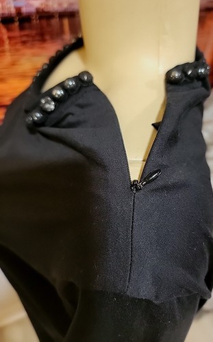 GIVENCHY Size S Women's Black Top Blouse Witn Neck Details & Shoulder Zip #C - Picture 9 of 15
