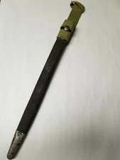 BRITISH ENFIELD RIFLE 1907 LEATHER SCABBARD FOR BAYONET WITH CANVAS FROG. 