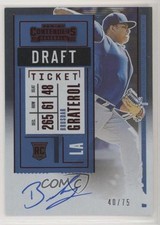 2020 Panini Contenders Draft Ticket Red 40/75 Brusdar Graterol #114 Auto uk2