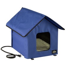 Heated Covered Cat House Shelter Electric Cord 2 Door Heating Pad Indoor Outdoor