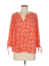 Collective Concepts Women Orange 3/4 Sleeve Blouse M