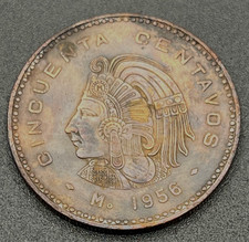 1956 Mo Mexico 50 Centavos KM#450 Bronze Scarce 3 Year Type World Coin Foreign