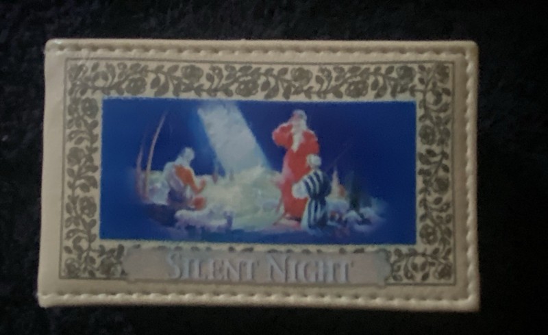 Silent Night Nativity Scene Music Box Cream Leather Look Open Christmas Decor