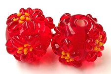 10pcs exquisite handmade Lampwork glass beads Red flower 10 16mm
