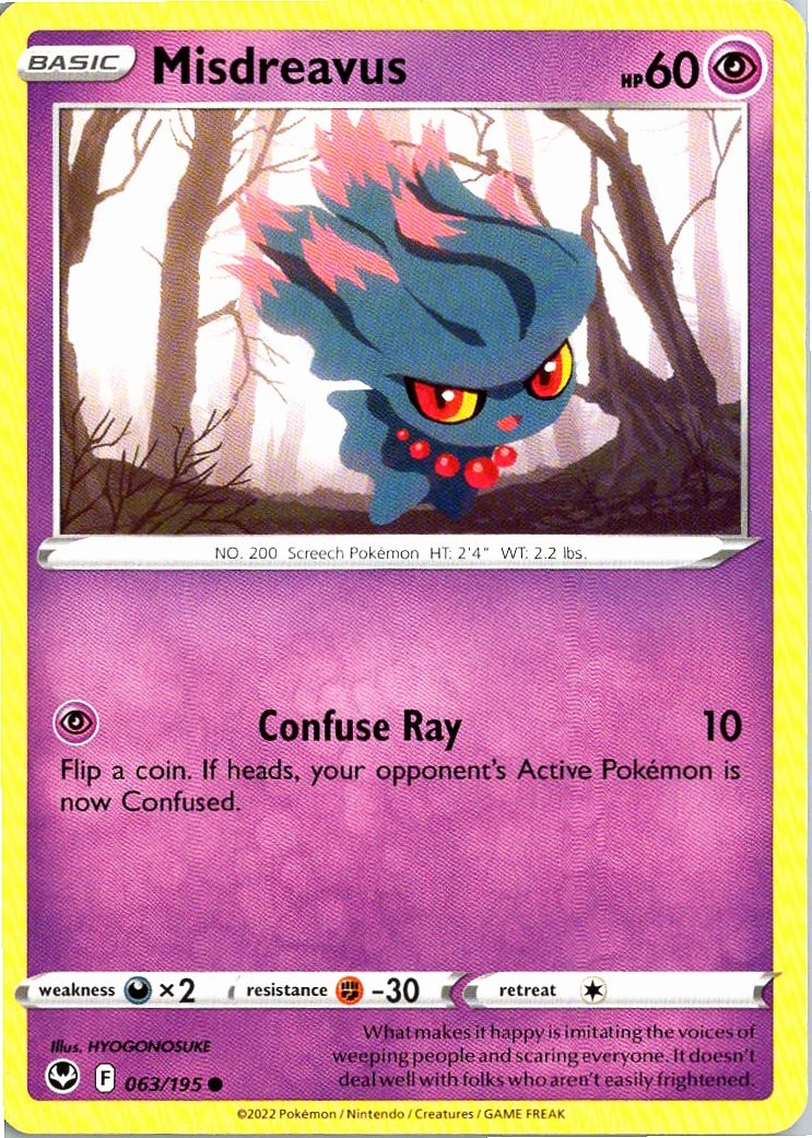 Misdreavus 063/195 Common Silver Tempest Pokemon Near Mint