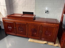 Chinese Rosewood Long Storage Cabinets 4 Doors