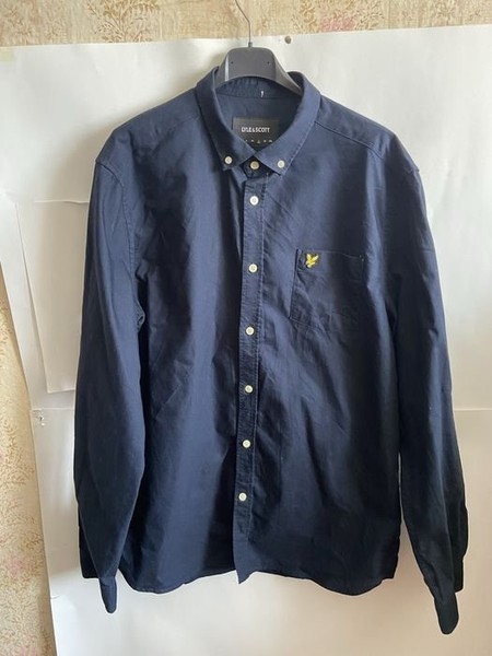 Men Lyle&Scott Shirt Navy Cotton 40