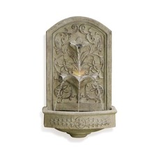Vintage Wall-Mounted Outdoor Fountain, 28.3" H Resin Garden Water Feature wit...