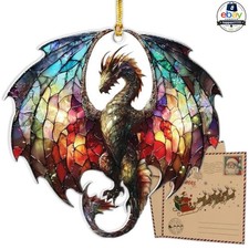 Dragon Suncatcher Ornament 4. Dragon Acrylic Stained Glass Effect Tree Decor