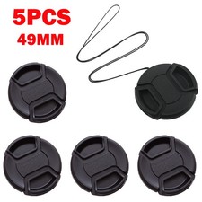 5Pcs Universal 49mm Front Lens Cap Cover Center Pinch Snap On For Nikon Sony NEW