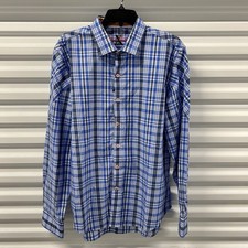 Robert Graham Flip Cuff Anatlya Navy Blue Multi Shirt Button Down Front New XL
