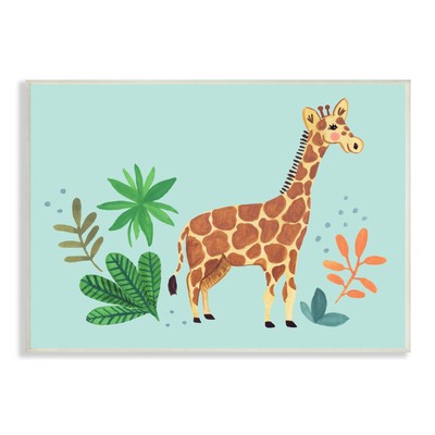 Endearing Giraffe Floral Turquoise Background,Design by Heather Strianese