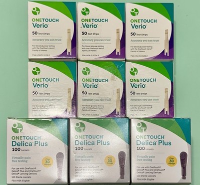 BUNDLE 300 One Touch Verio Glucose Test Strips + 300 Delica Lancets - FREE SHIP!