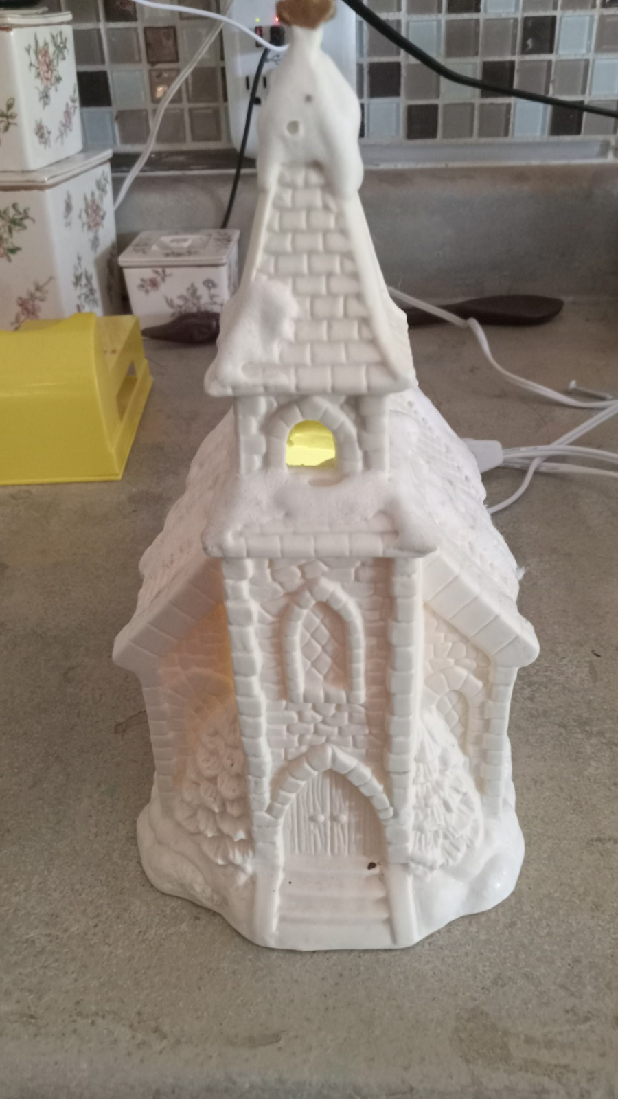 Vintage Carlton AGC White Holiday Village Ceramic Church with Lights