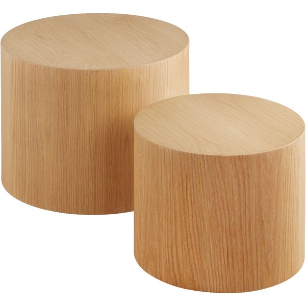 Couchtisch Eichefurnier Rund Kaffeetisch Coffeetable MöBelstüCk Wohnzimmertisch-image