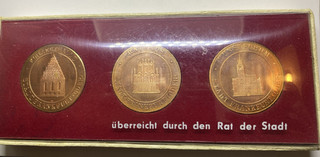 Münzen 3 x Frankfurt Oder Medaille DDR Münze in Etui Schatulle selten rar