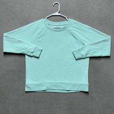 Tek Gear Ultrasoft Fleece Sweatshirt Womens Small Teal Crewneck Thumbhole Active