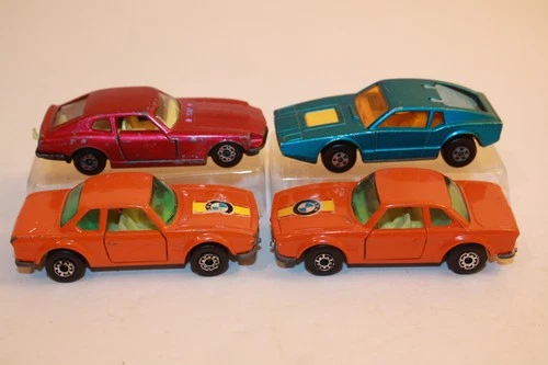 Four (4) Vintage 1970's Matchbox Lesney Cars BMW 3.0 / DATSUN 260Z / SAAB SONETT