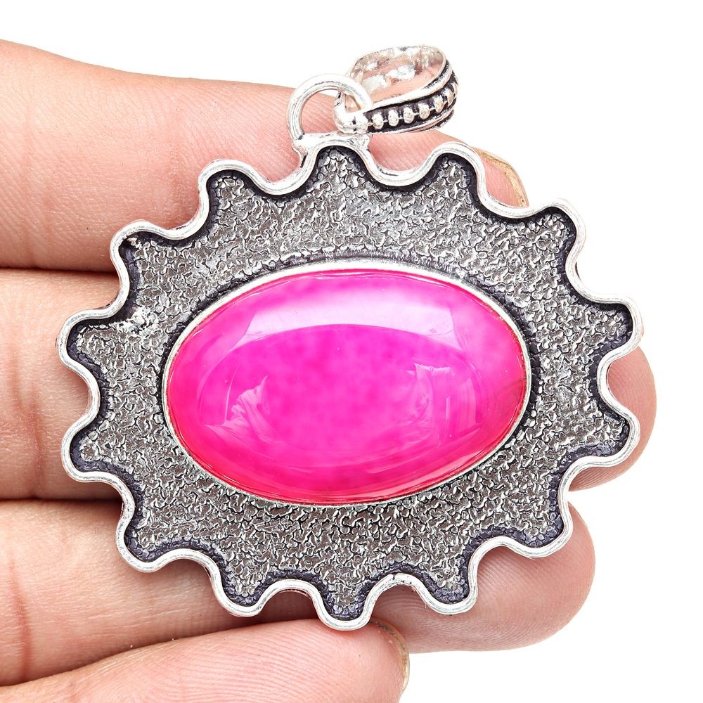 Pink Botswana Agate Necklace 2 Inch Gemstone Gift for Her-image